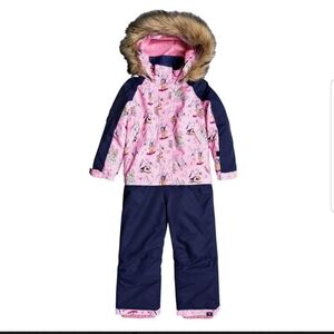 Roxy Paradise Girls Snow Jumpsuit Prism Pink Snow Trip Blue And Pink